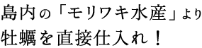 島内の「モリワキ水産」より牡蠣を直接仕入れ！