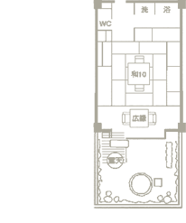 庭園側  露天風呂付数寄屋和室間取り図