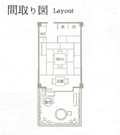 庭園側  露天風呂付数寄屋和室間取り図